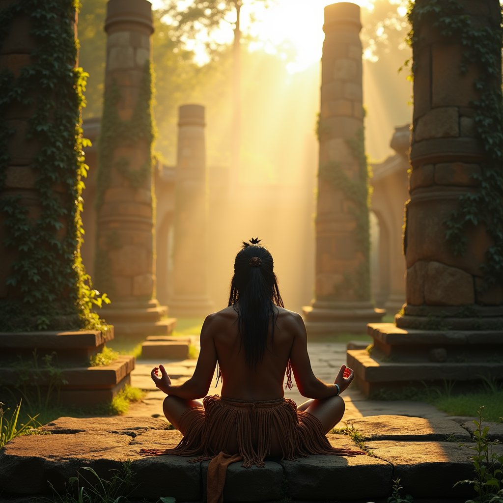 Vision Quest at Dawn - Meditation AI stock