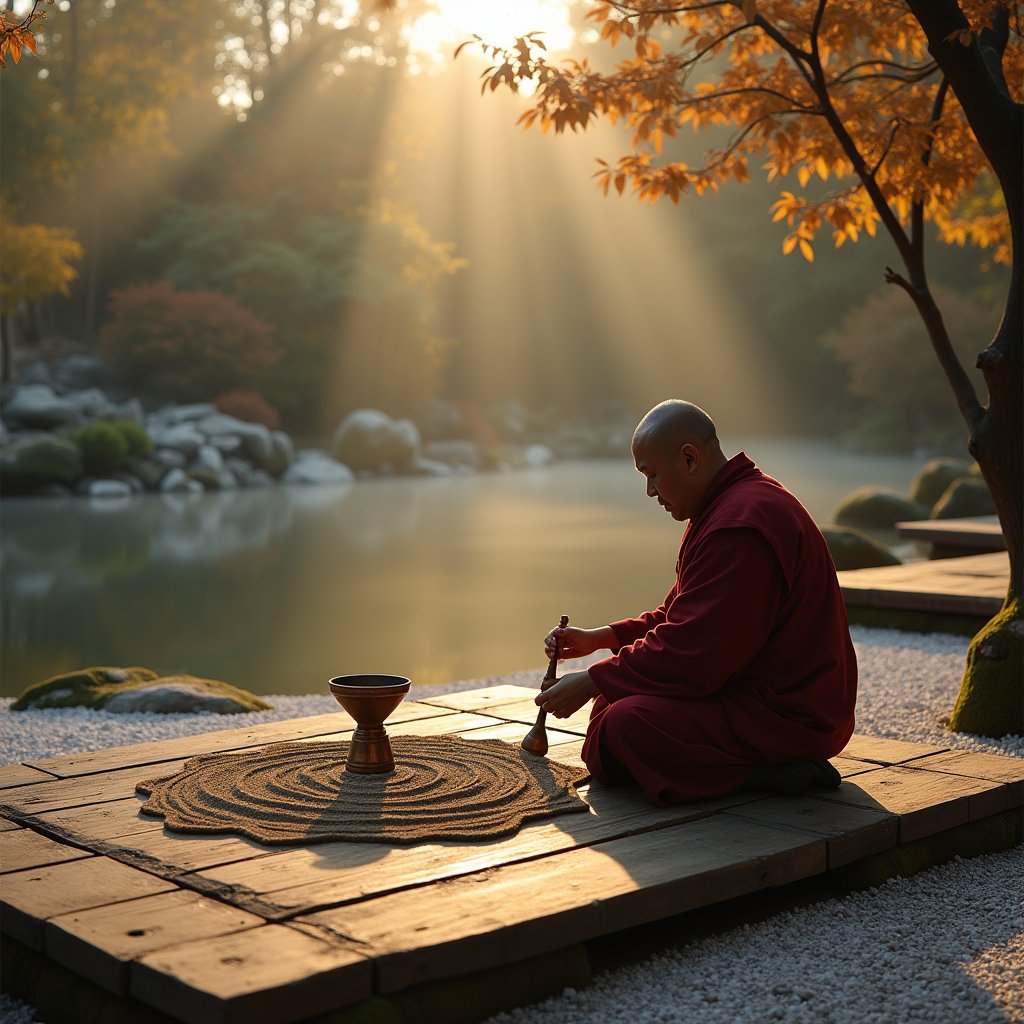 Sacred Sand Mandala - Meditation AI stock