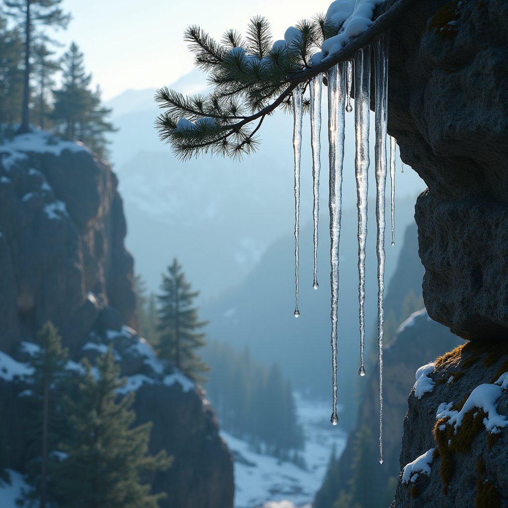 Icicles Weep in Spring Thaw