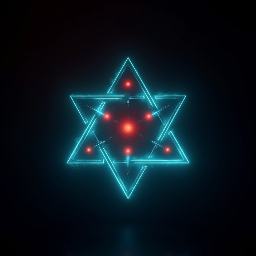 Six Neon Triangles Turn in Void - Motion Graphics AI stock