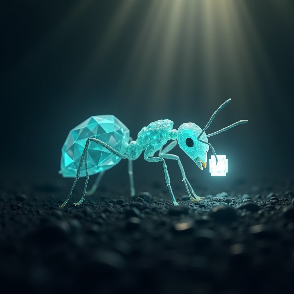 Crystal Ant Carries Pixel - Motion Graphics AI stock