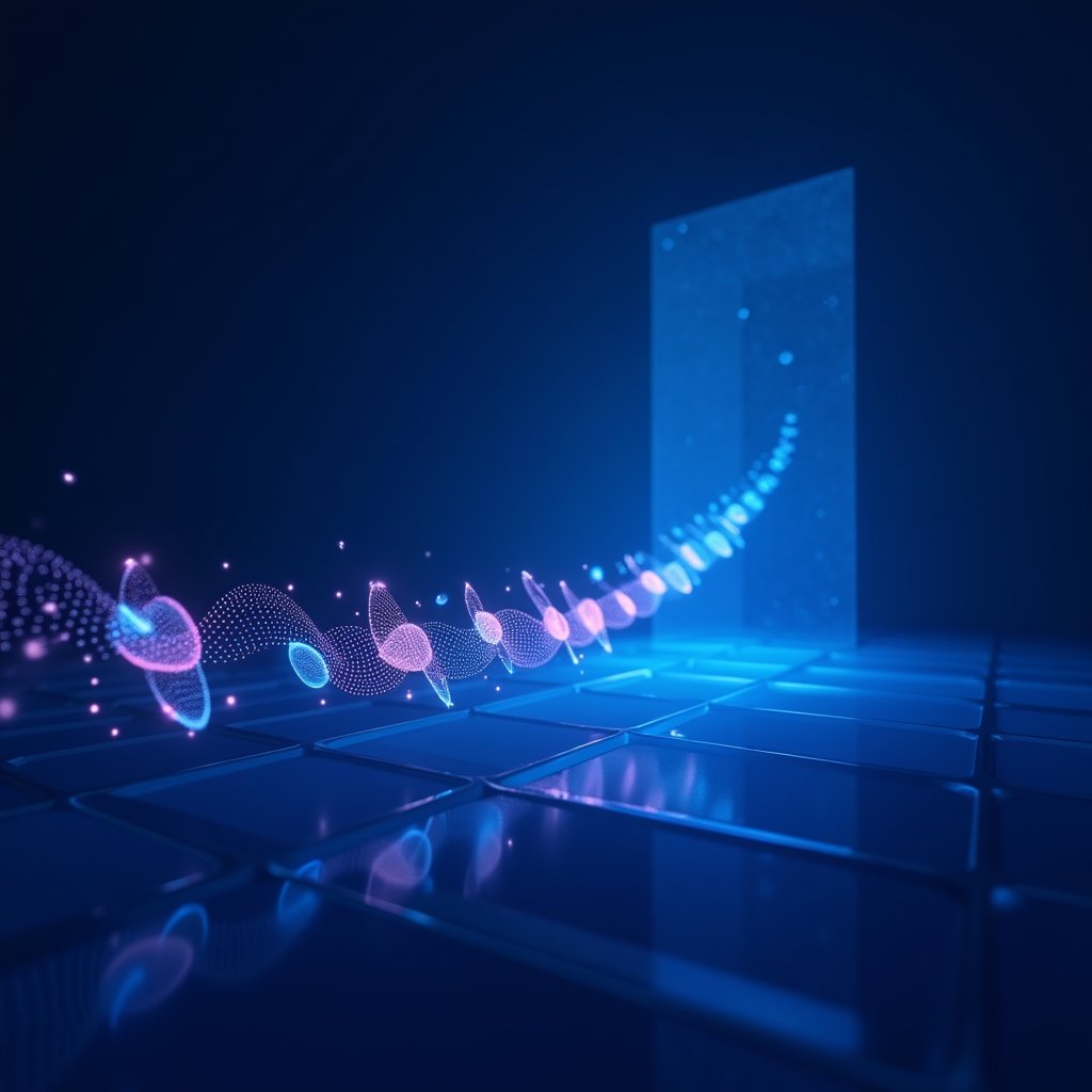 Pixel Wind Over Indigo Grid - Motion Graphics AI stock