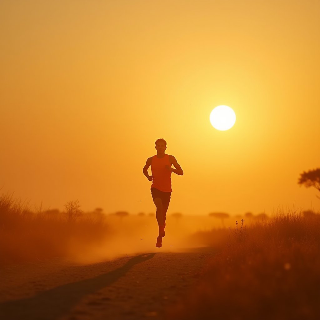 Solitary Runner at Sunrise - Motivation AI stock