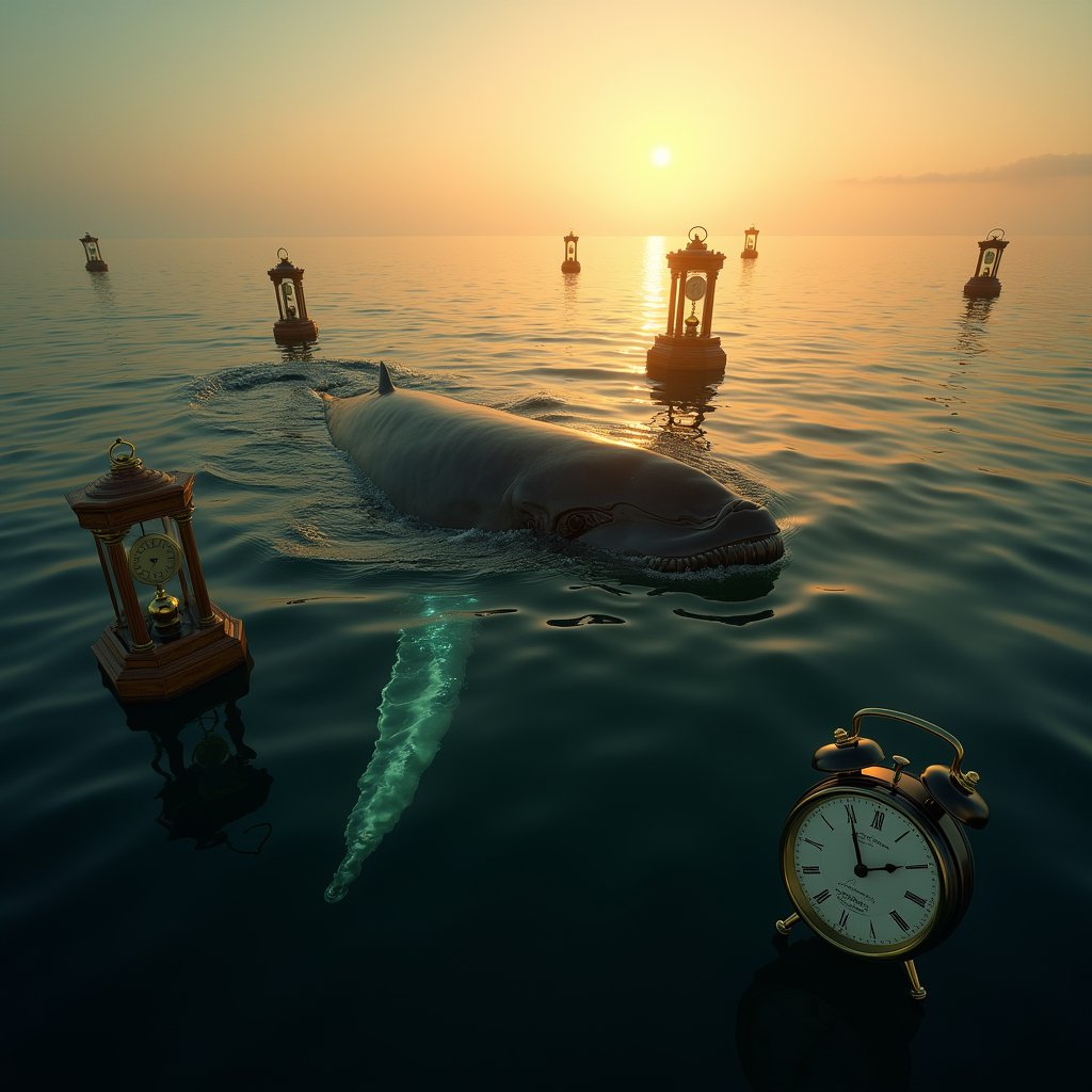 Whale Swims Through Clock Ocean - Motivation AI stock