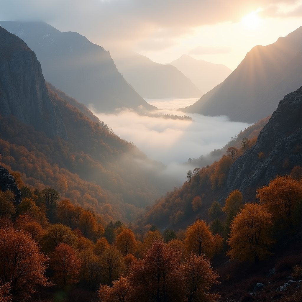Highlands Awakening in Mist - Nature AI stock