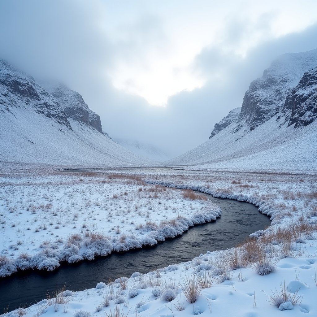 Highland Winter's First Breath - Nature AI stock