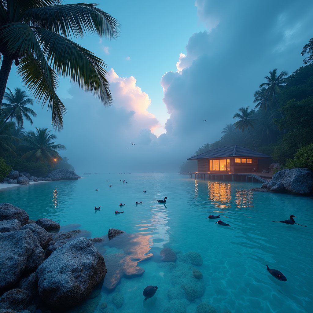 Turquoise Blossom Lagoon - Nature AI stock