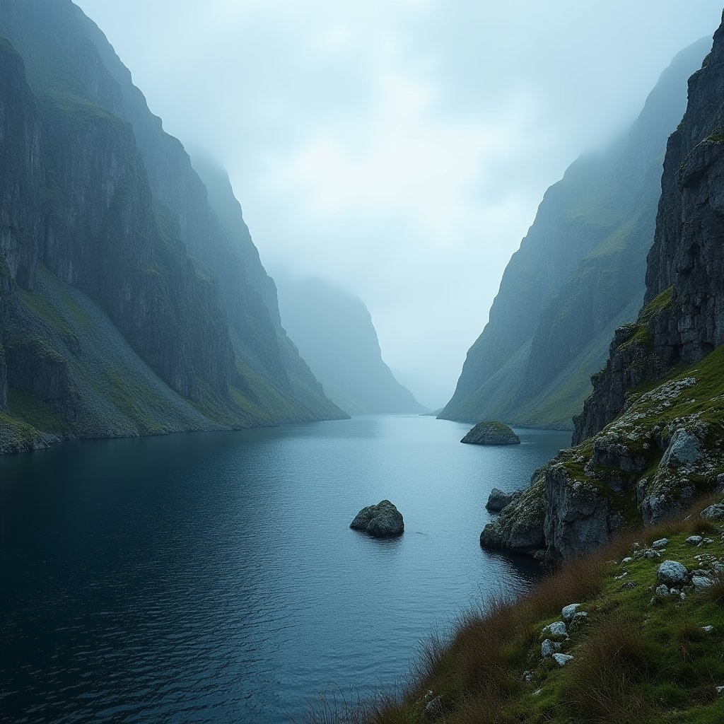 Storm Over Norwegian Fjord - Nature AI stock