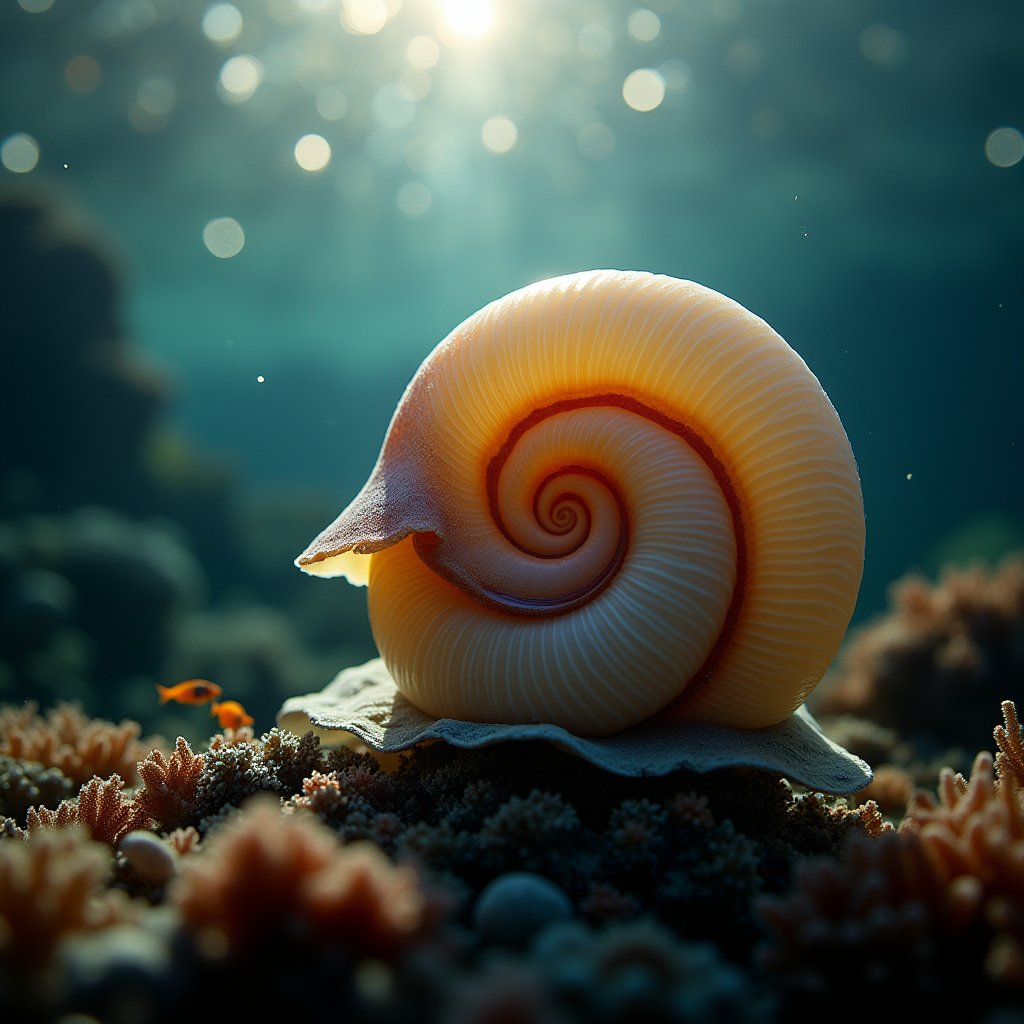 Ancient Shell in Sunlit Reef - Ocean Deep AI stock