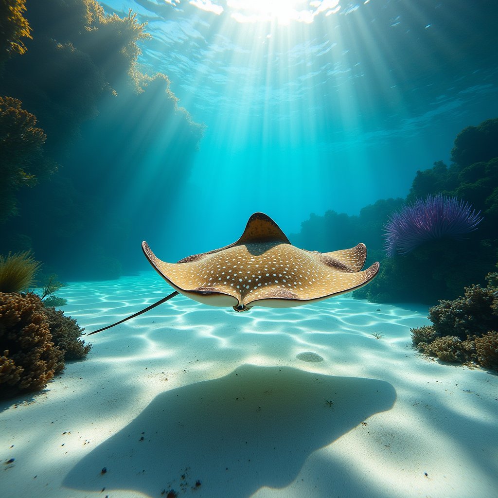 Stingray Glides Sunlit Shallows - Ocean Deep AI stock