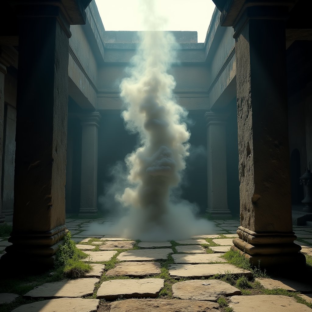 Smoke Drifts Through Sunken Temple - Paranormal AI stock