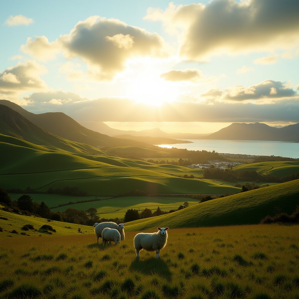 Emerald Pastures at Golden Hour - Real Estate AI stock