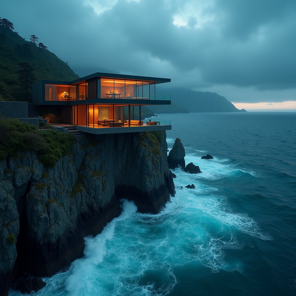 Basalt Perch Above Crashing Waves - Real Estate AI stock