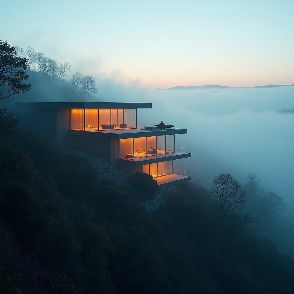 Glass Villa Above the Fog