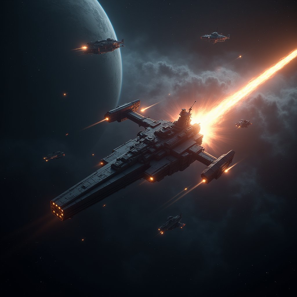 Siege of the Ring Station - Sci-Fi AI stock