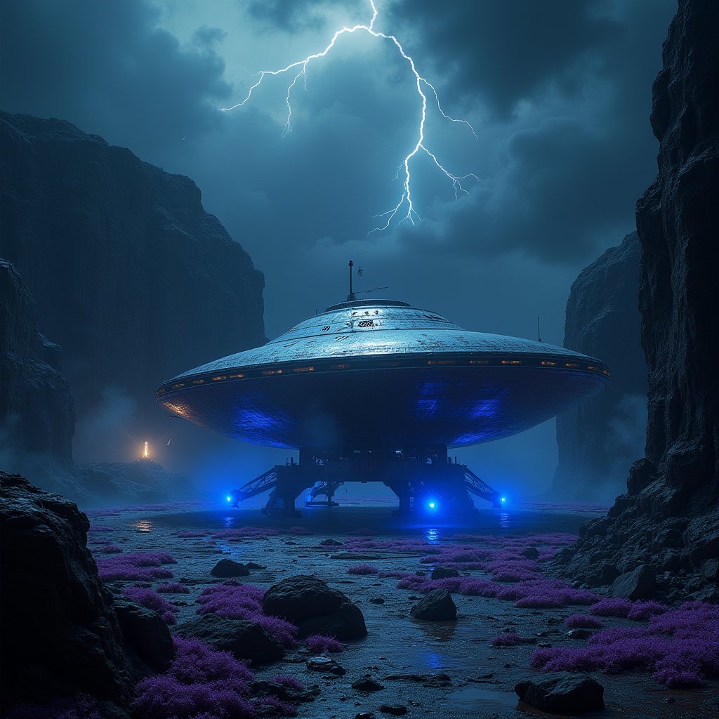First Landing in Obsidian Depths - Sci-Fi AI stock