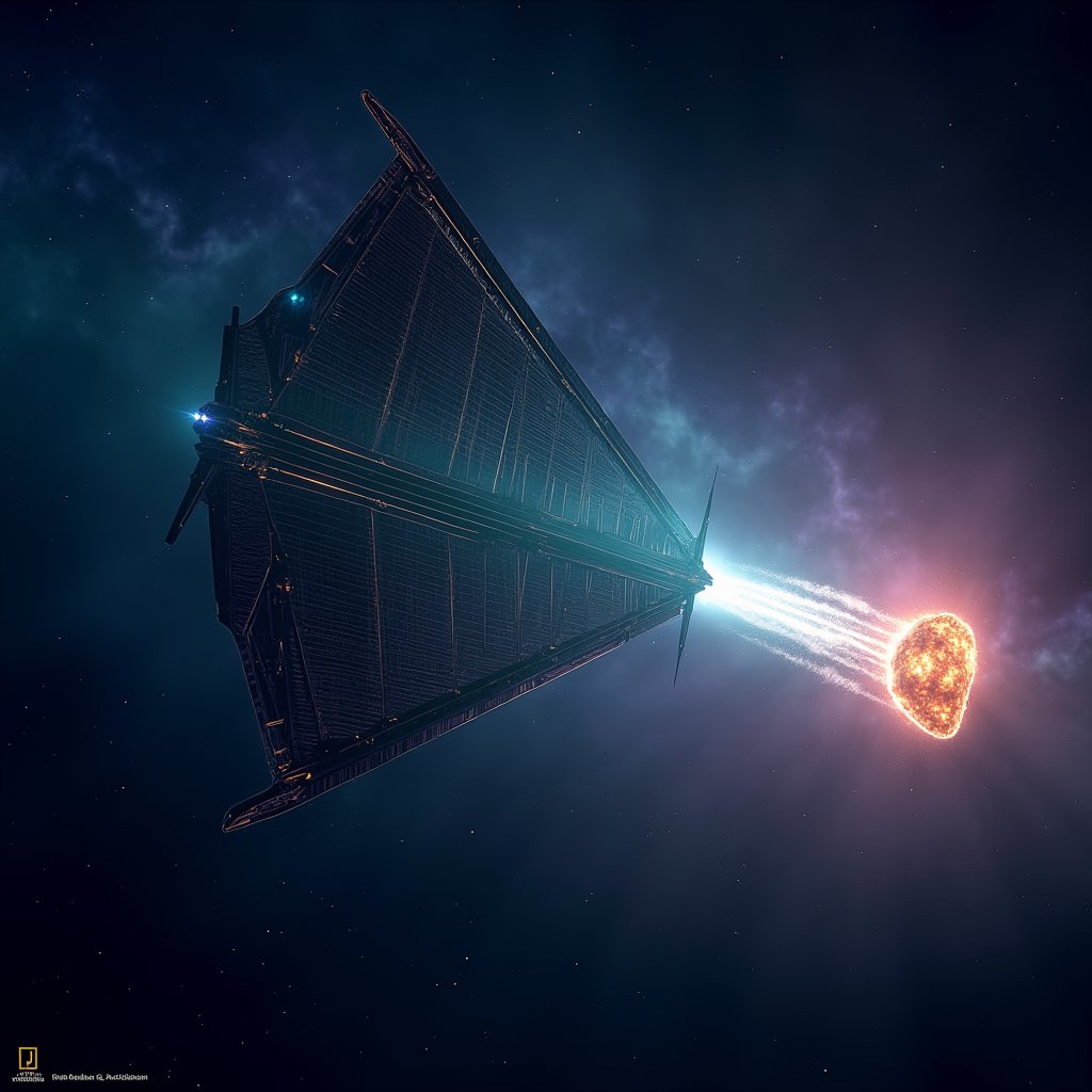 Iridescent Sail Greets Cyan Comet - Sci-Fi AI stock