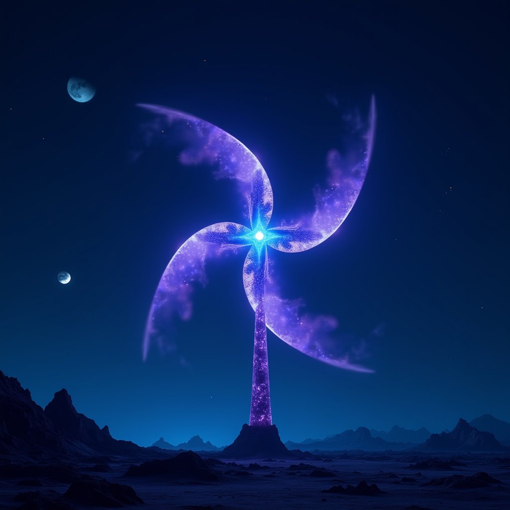Crystal Blades Under Twin Moons - Sci-Fi AI stock