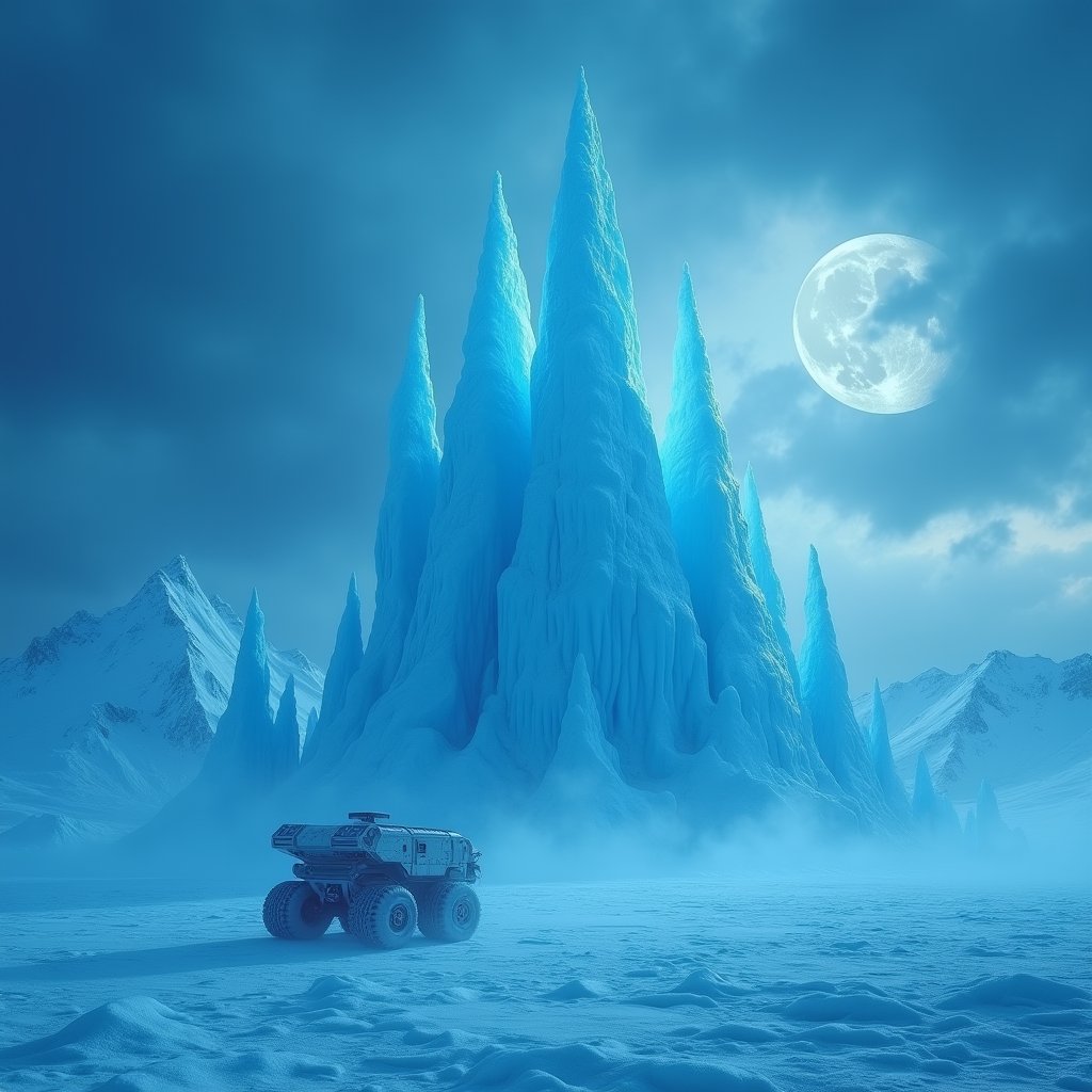 Azure Spires Beneath Twin Moons - Sci-Fi AI stock