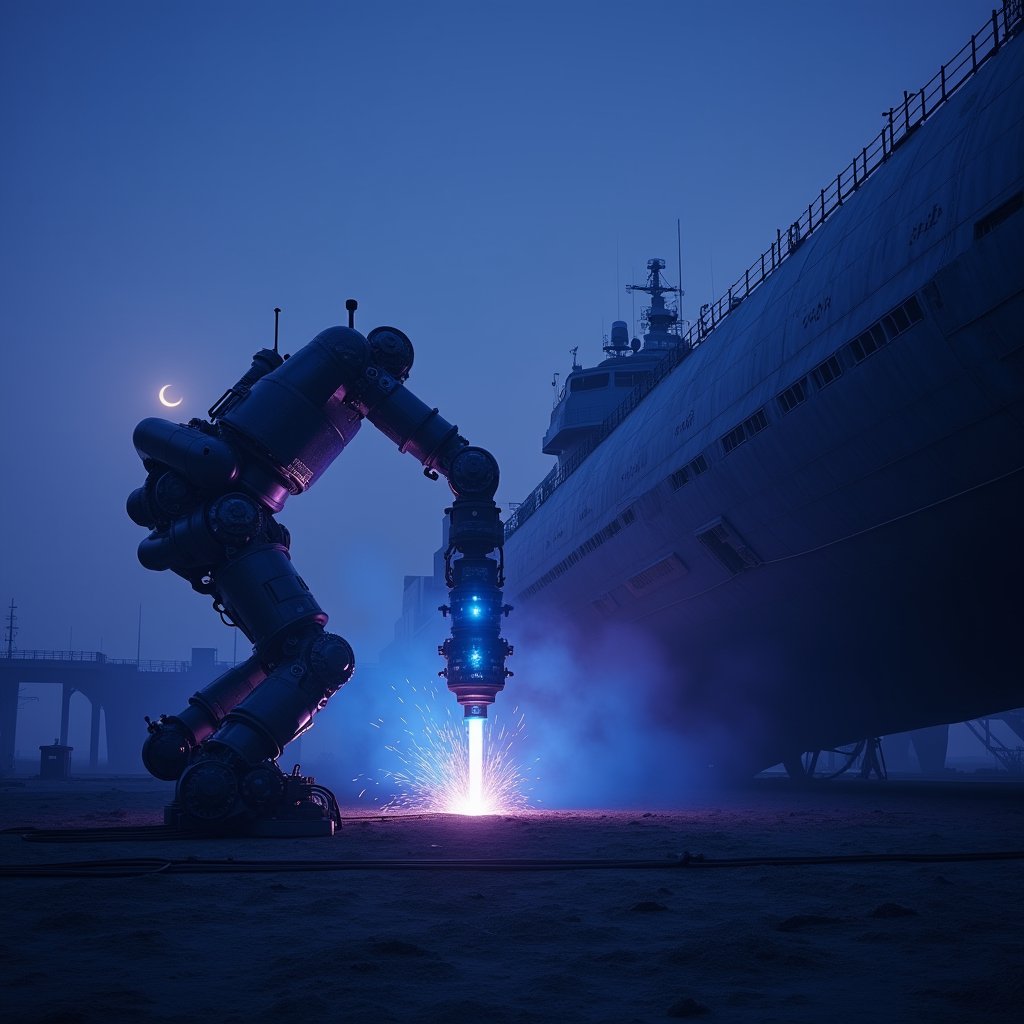 Plasma Arc Over Alien Drydock - Sci-Fi AI stock