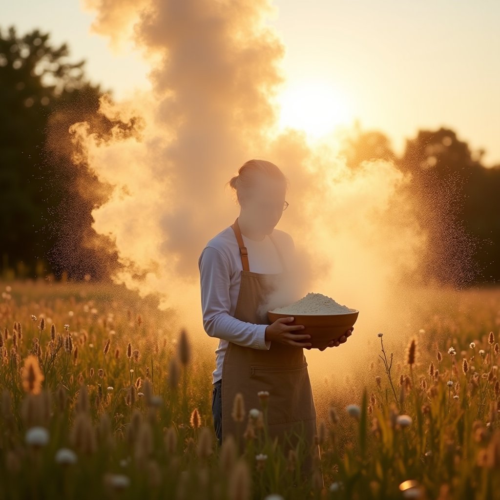 Flour Dance at Golden Hour - Smoke & Dust AI stock