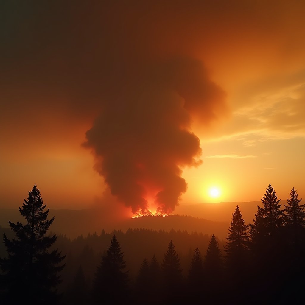 Inferno's Pillar at Dusk - Smoke & Dust AI stock