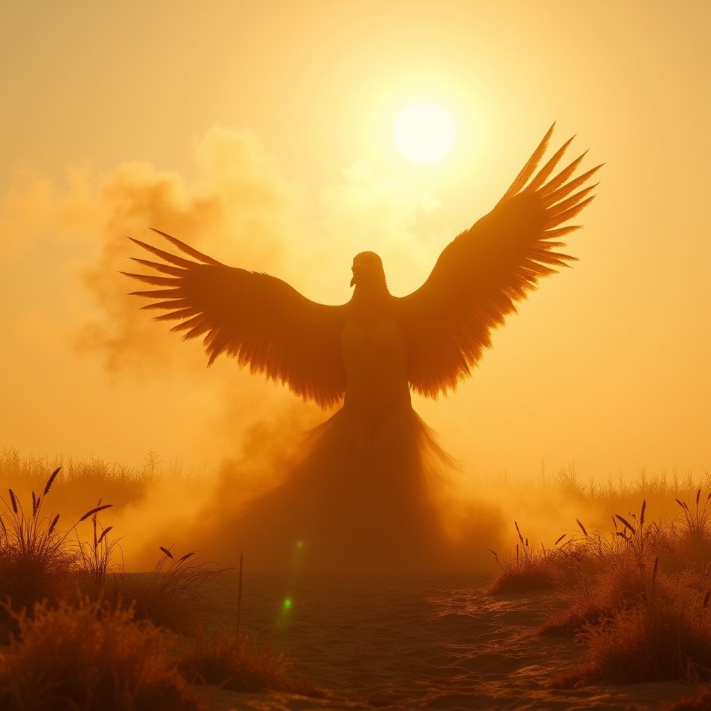 Dust Bird Hovers Golden - Smoke & Dust AI stock