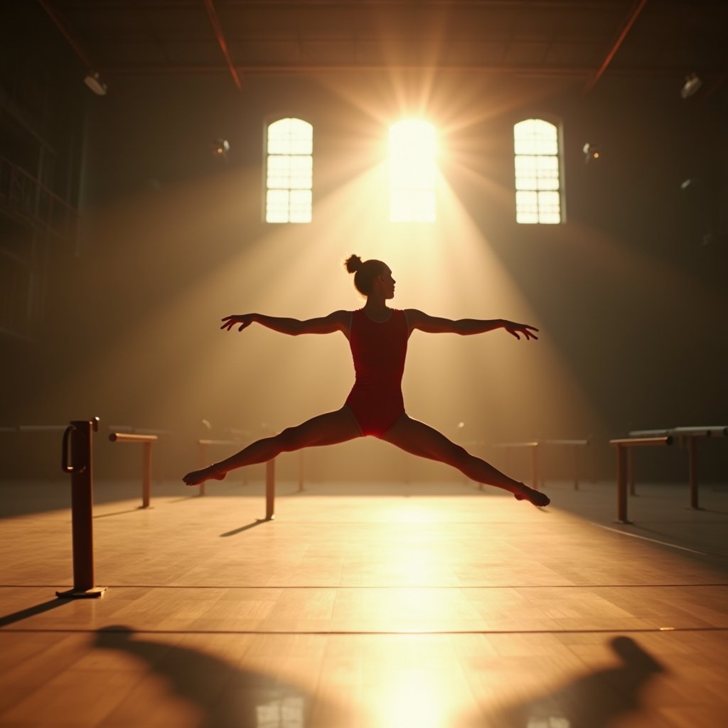 Leap of the Crimson Gymnast - Sport AI stock