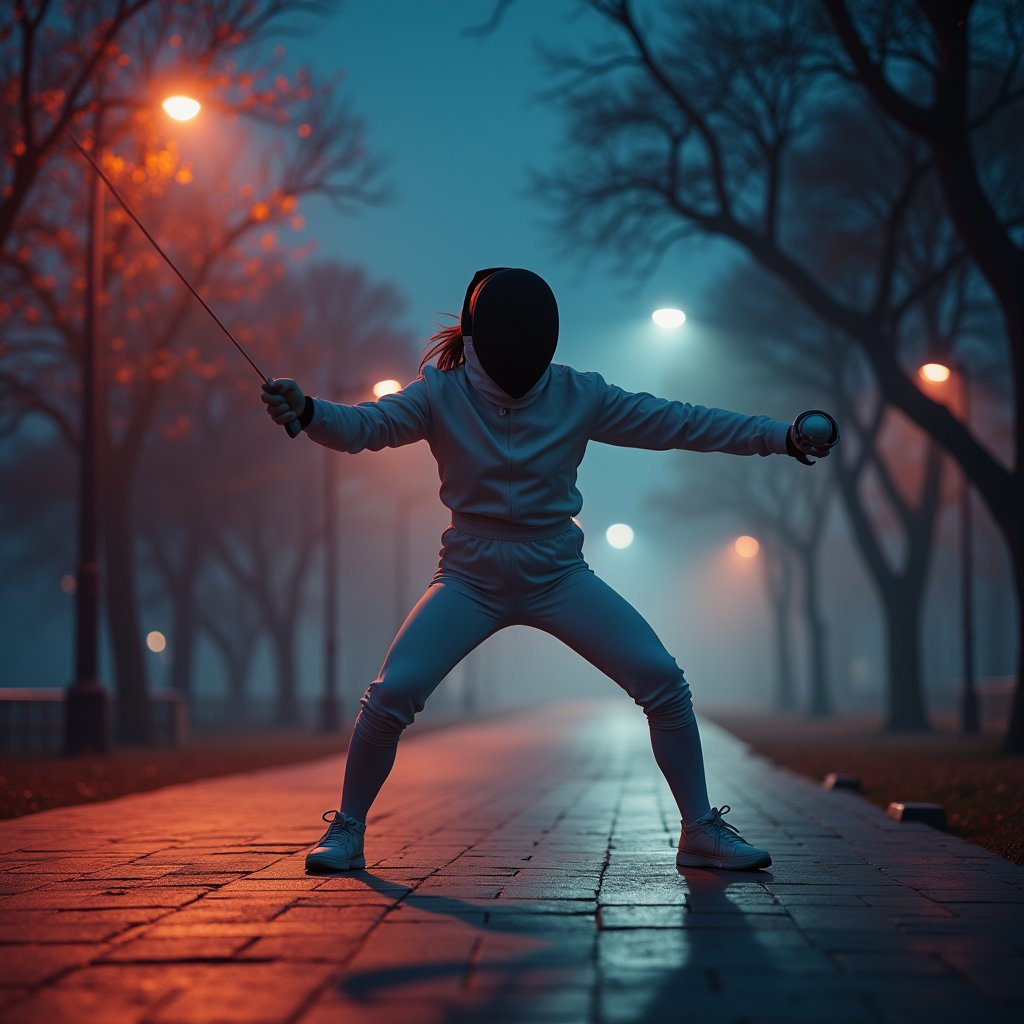Neon Lunge at Dusk