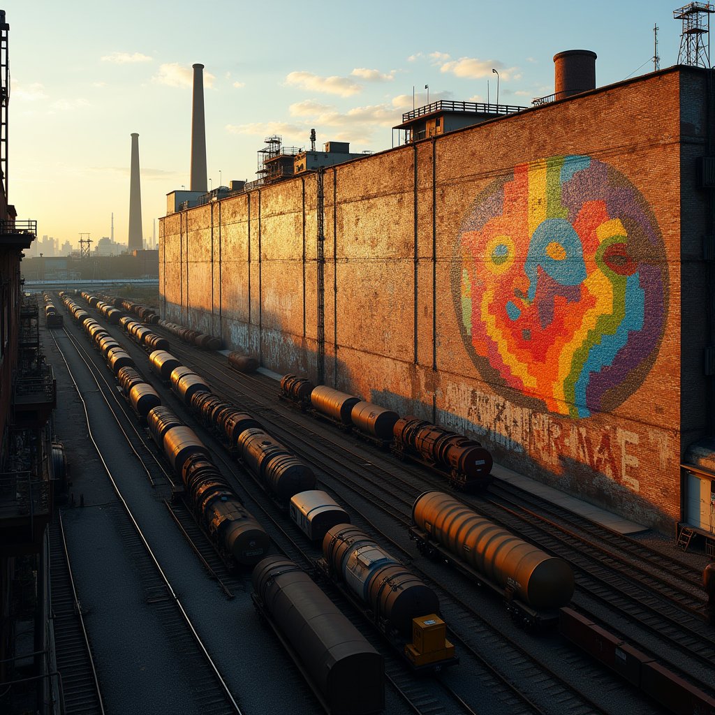 Kobra's Chromatic Colossus - Street Art AI stock