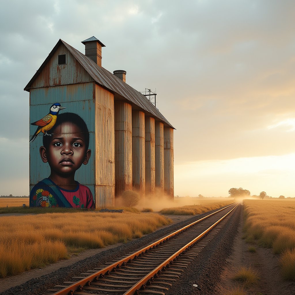 Giants of the Wheatbelt - Street Art AI stock