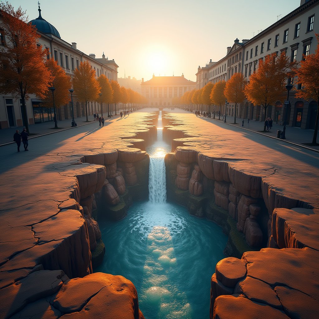 Canyon Dreams in Concrete - Street Art AI stock