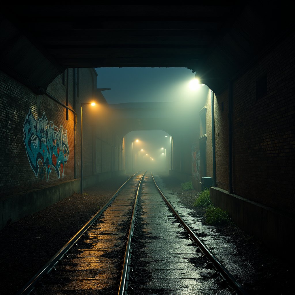 Phoenix Drowned in River Fog - Street Art AI stock