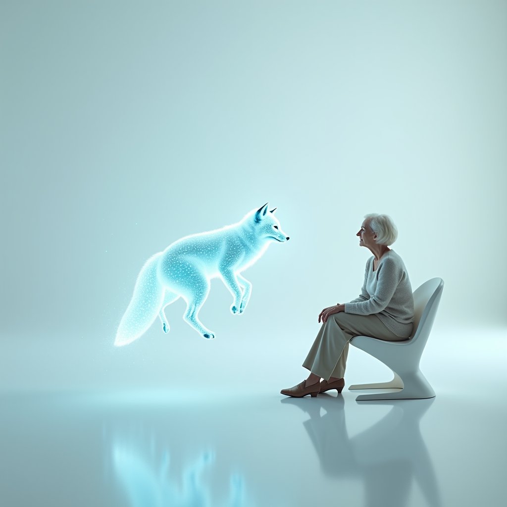 Holographic Fox Circles Grandma - Technology & Gadgets AI stock