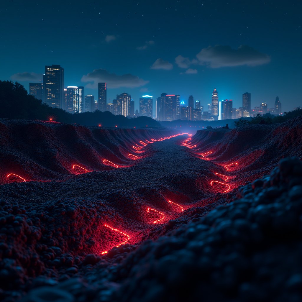 Midnight Metropolis of Ants - Timelapse AI stock