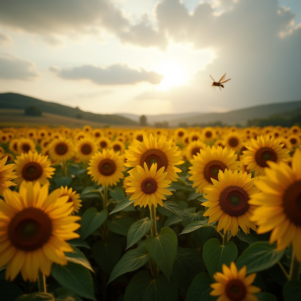 Sunflowers Follow the Light - Timelapse AI stock