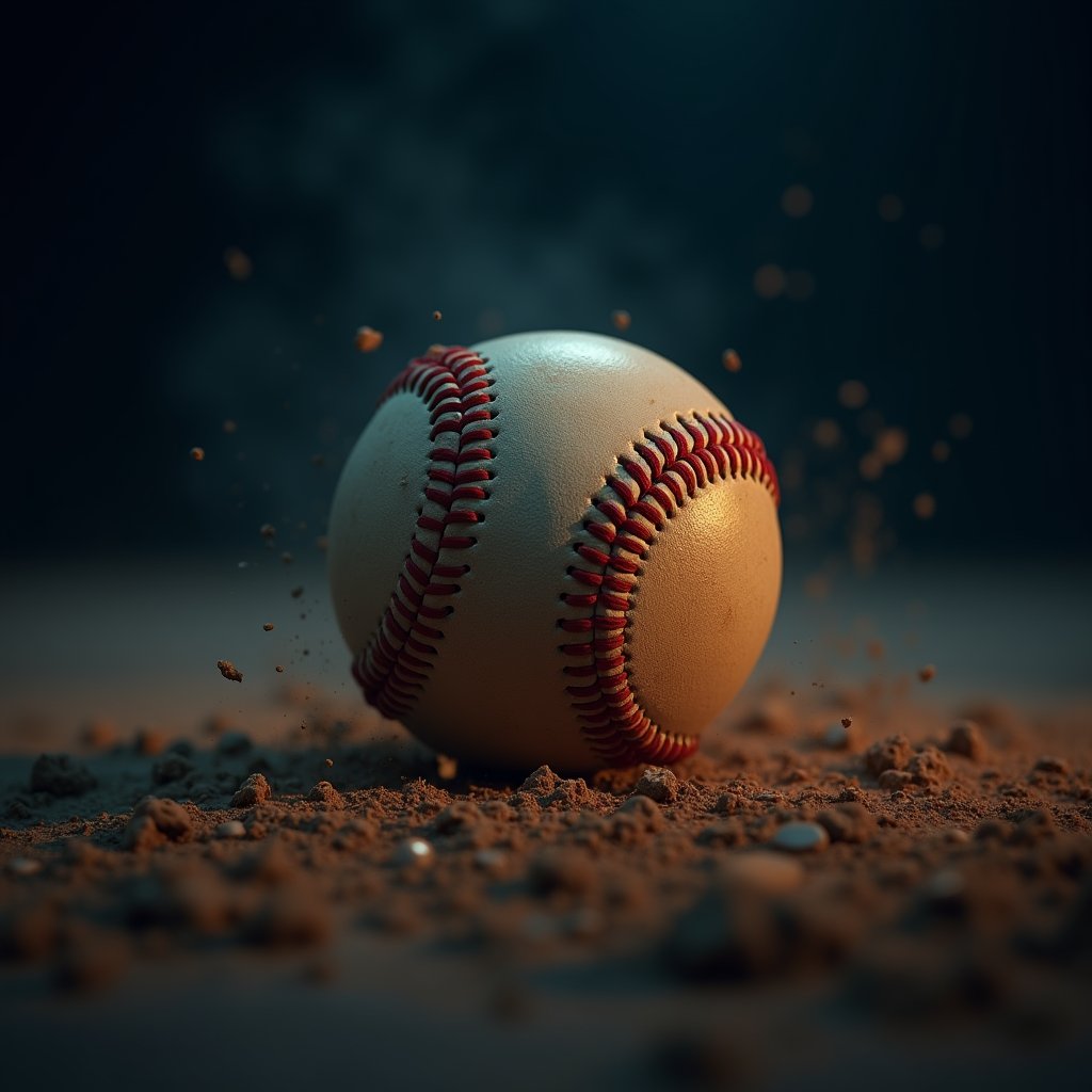 Fastball Spins Through Dust Light - Timelapse AI stock
