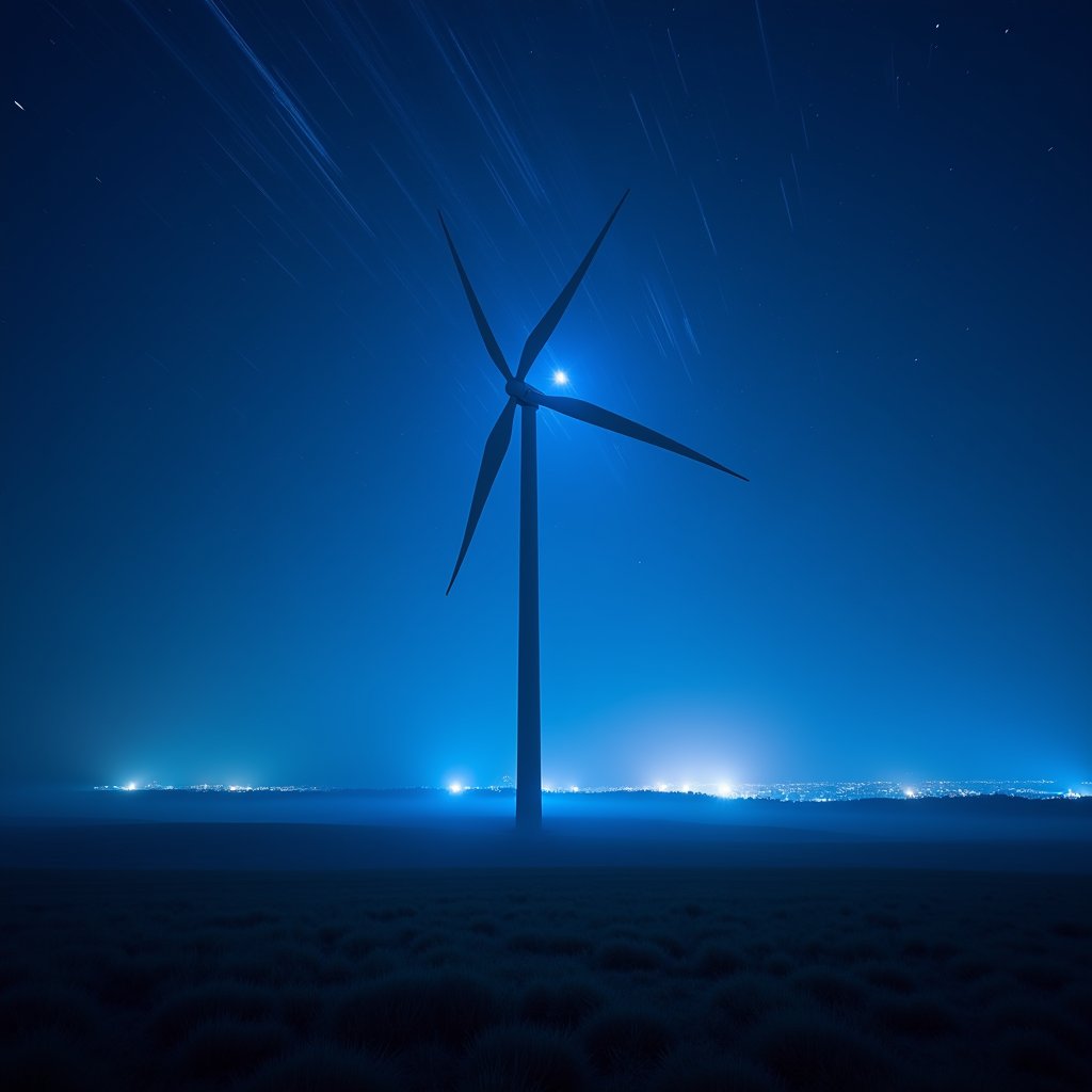 Blades Carve the Star Trails - Timelapse AI stock