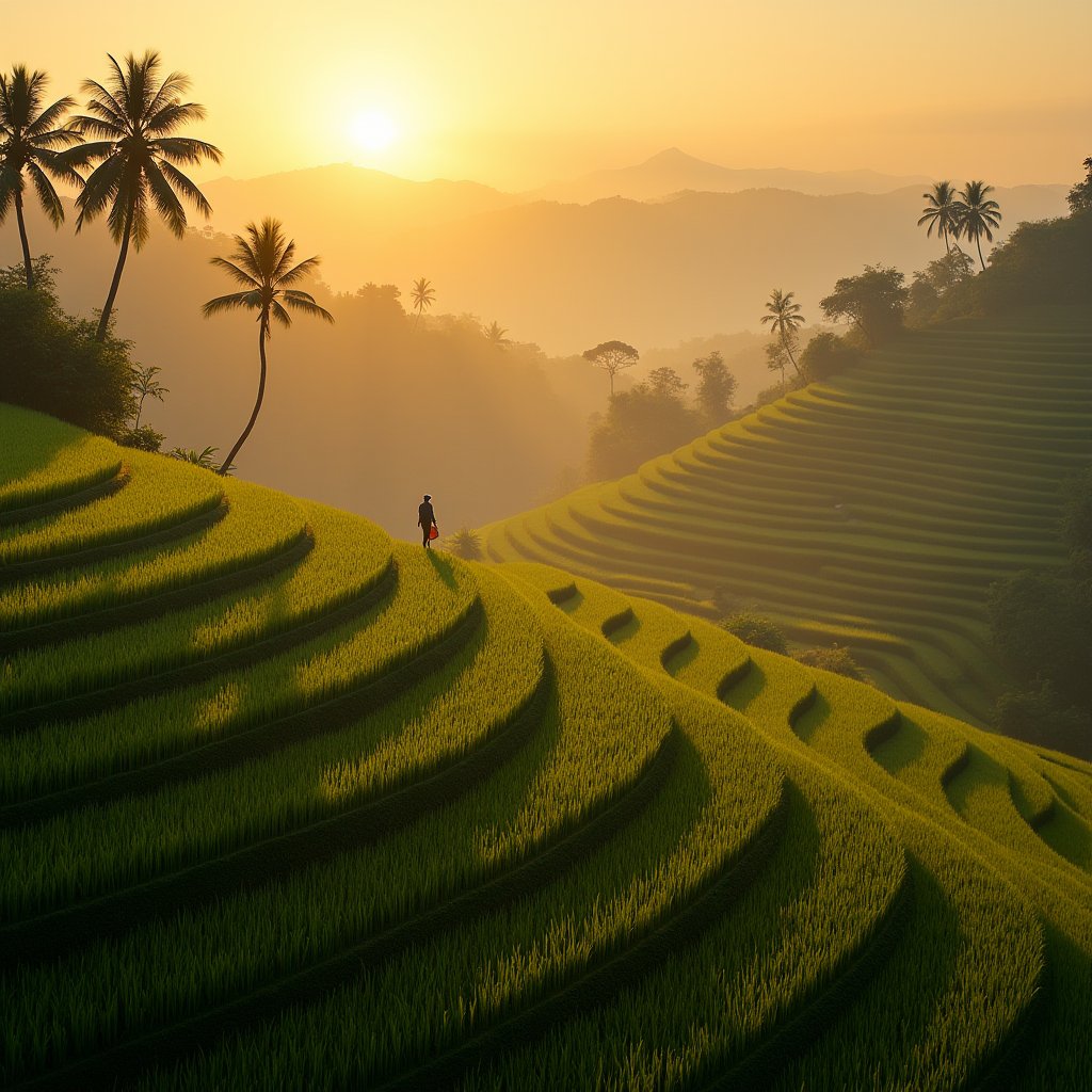 Bali's Sunrise Terraces - Travel AI stock