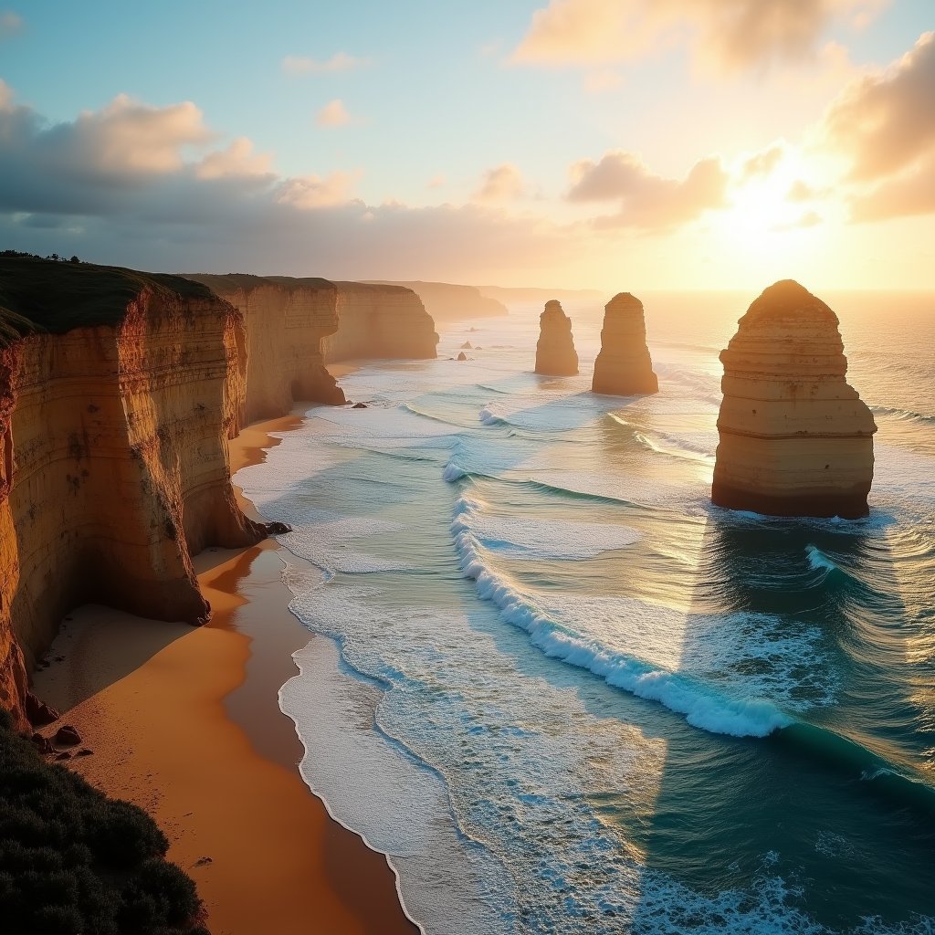Twelve Apostles at Golden Hour - Travel AI stock