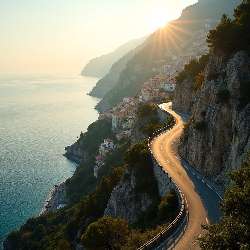 Amalfi's Golden Serpentine - Travel AI stock