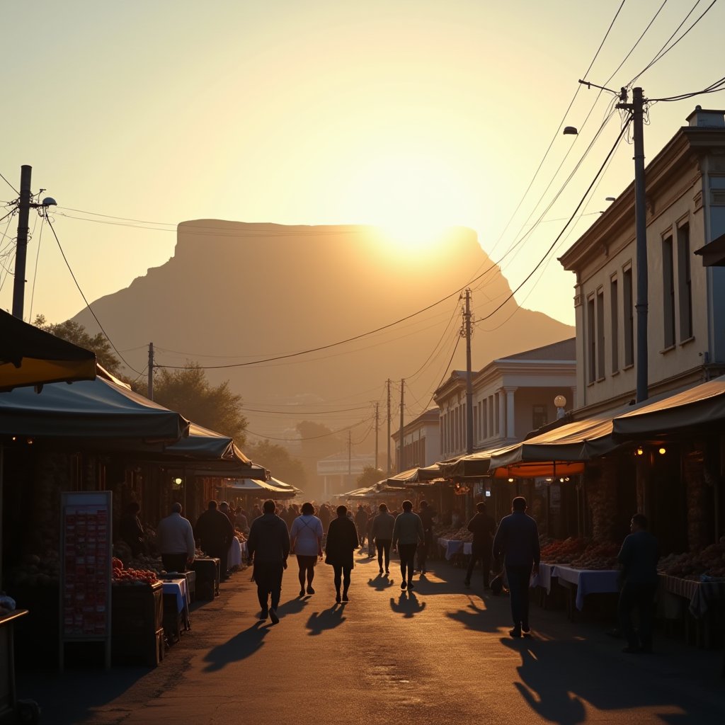 Table Mountain's Golden Embrace - Travel AI stock