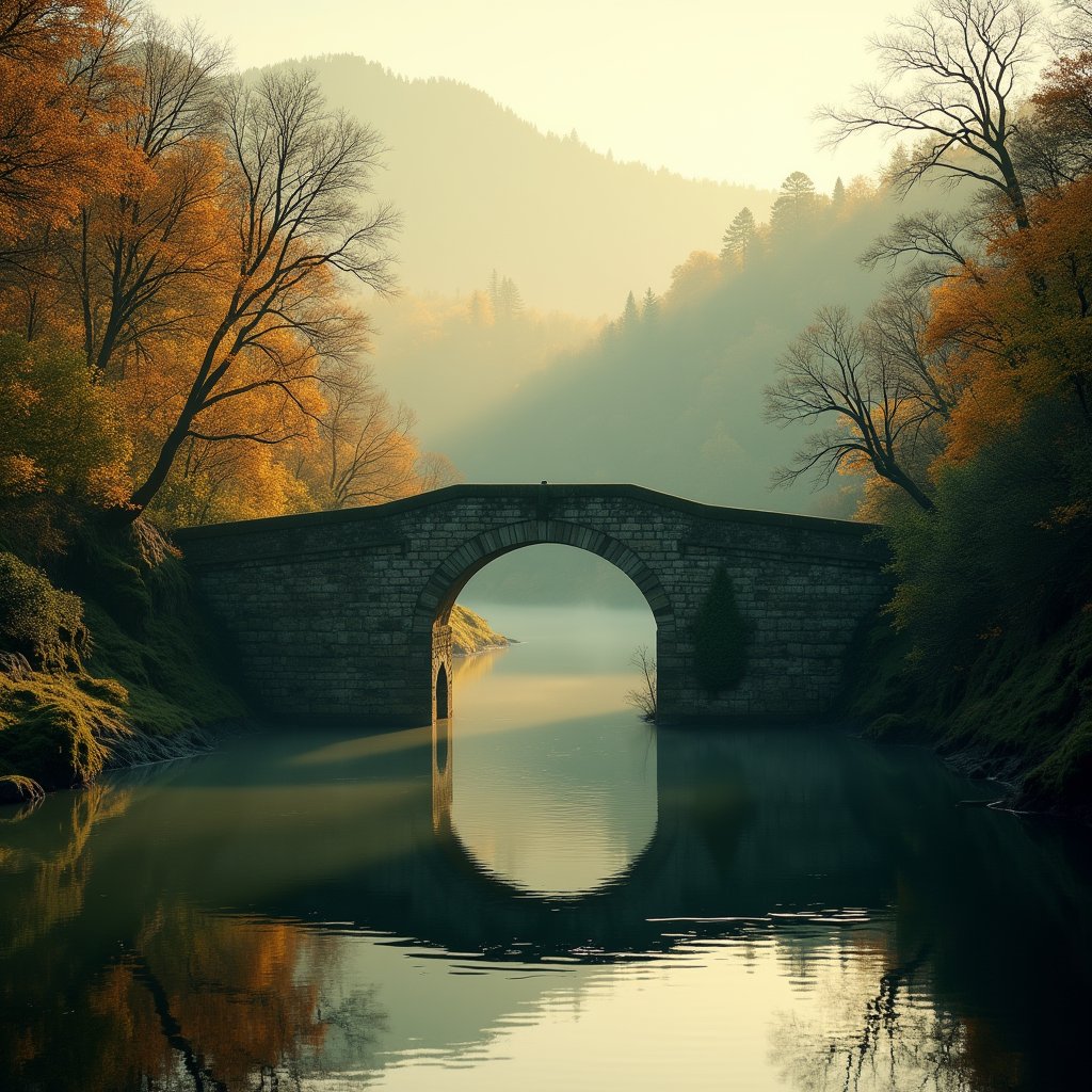 Mist Over Mossy Arches - Travel AI stock