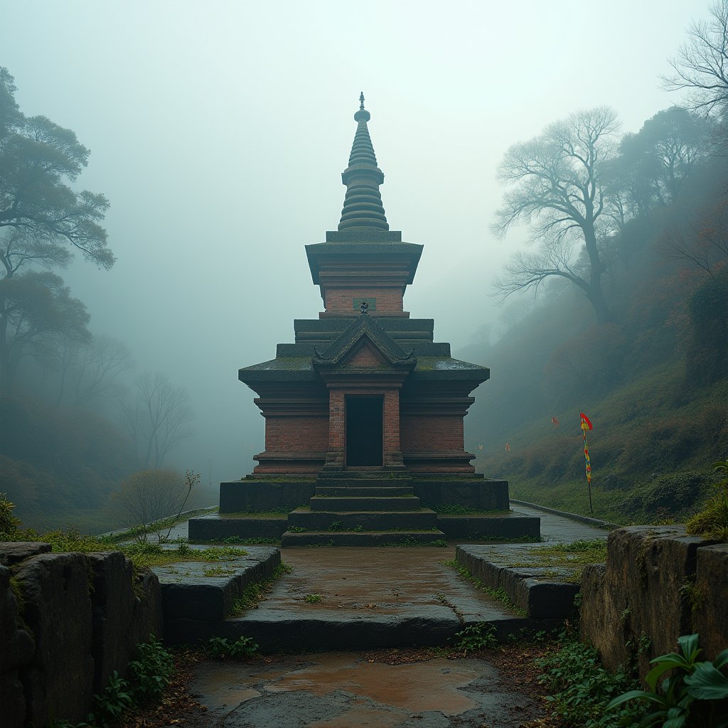 Stupa in the Mist - Travel AI stock