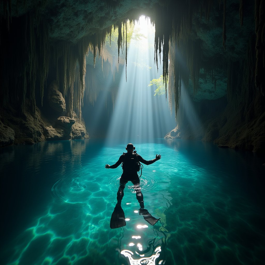 Diver in the Sacred Cenote - Underground AI stock