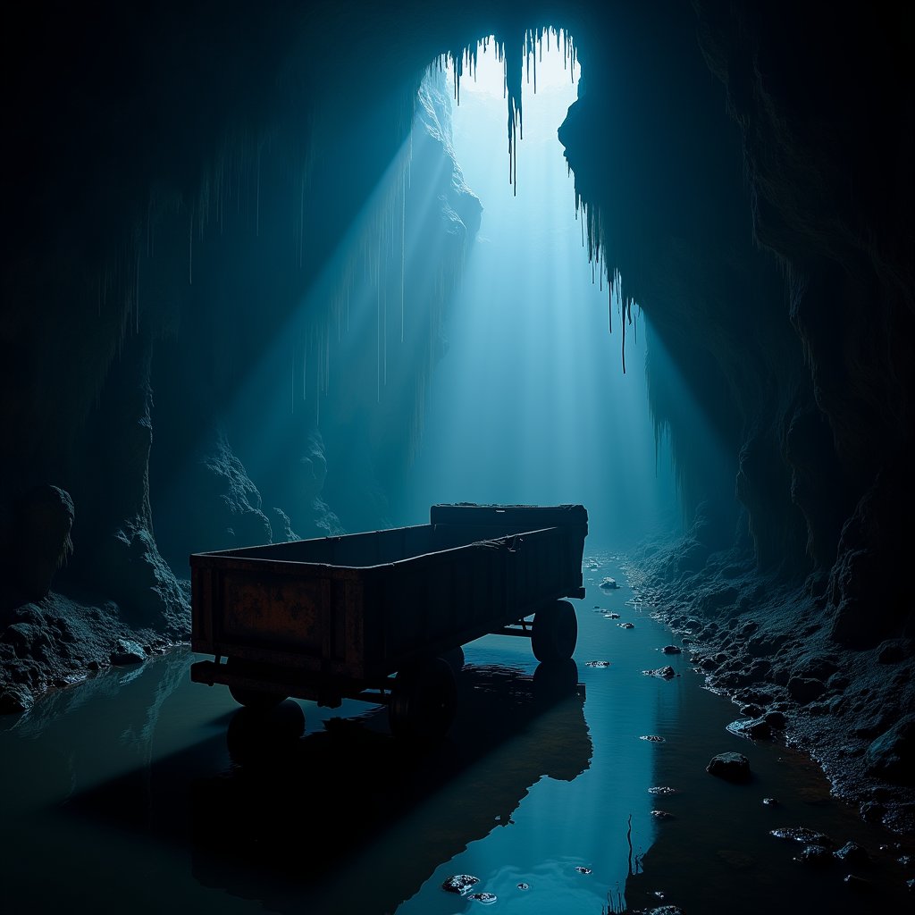 Cart Rolls Backward in Flooded Mine - Underground AI stock