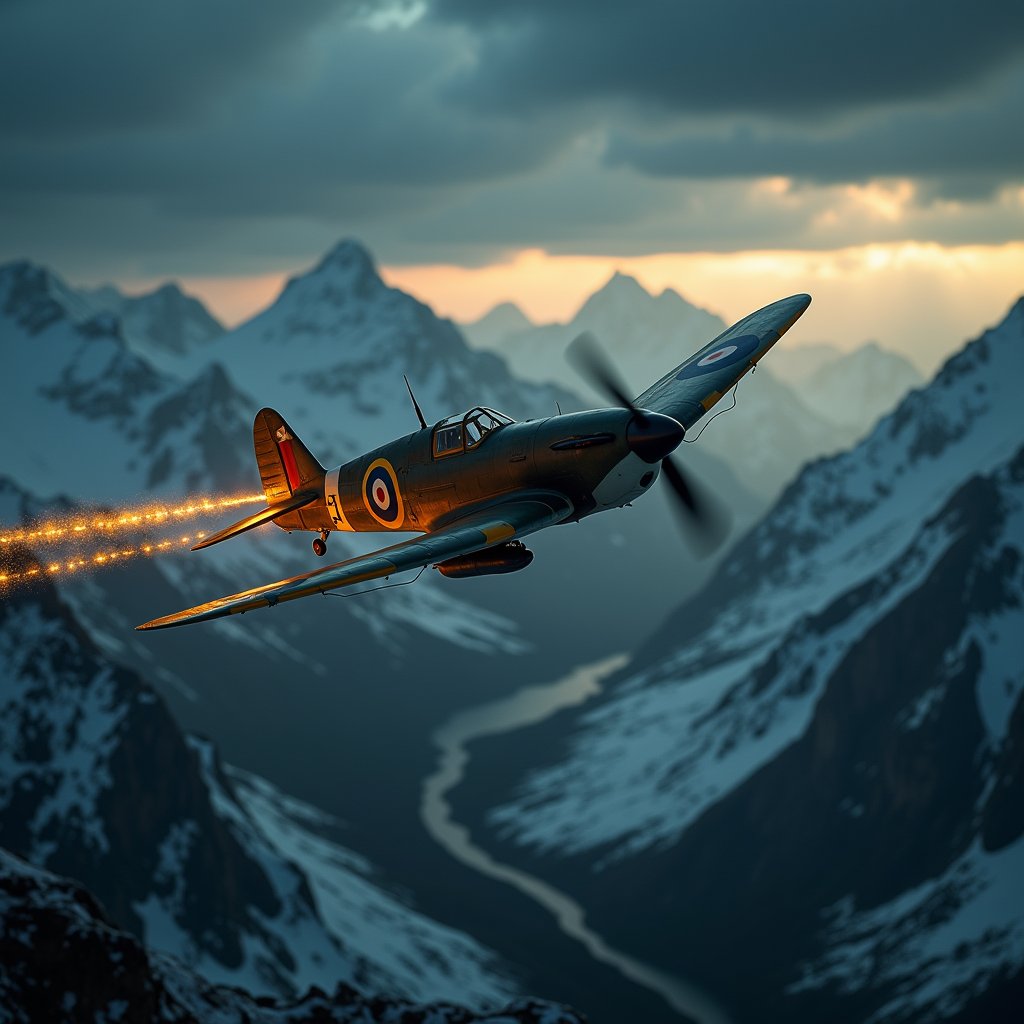 Golden Thread Over Snowy Ridge - War & Military AI stock