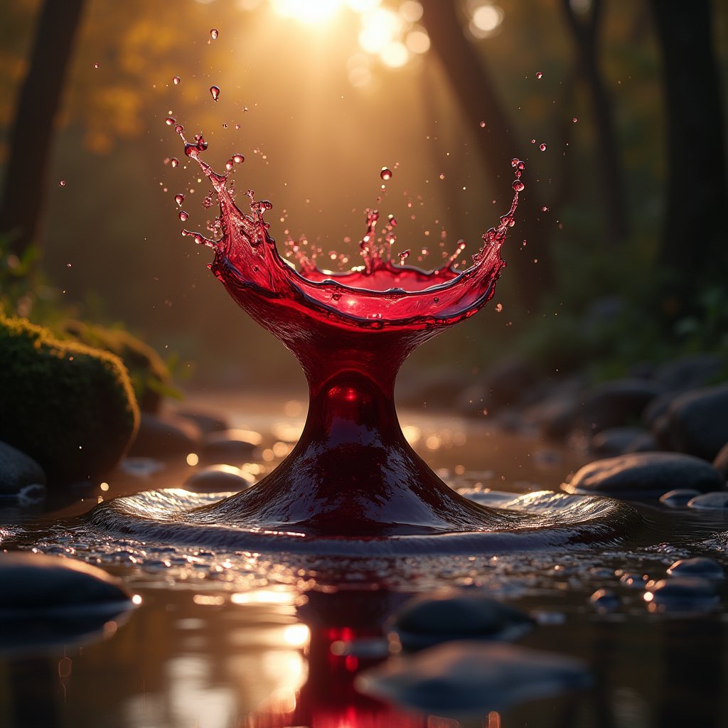 Crimson Cascade in Stillness - Water & Liquid AI stock