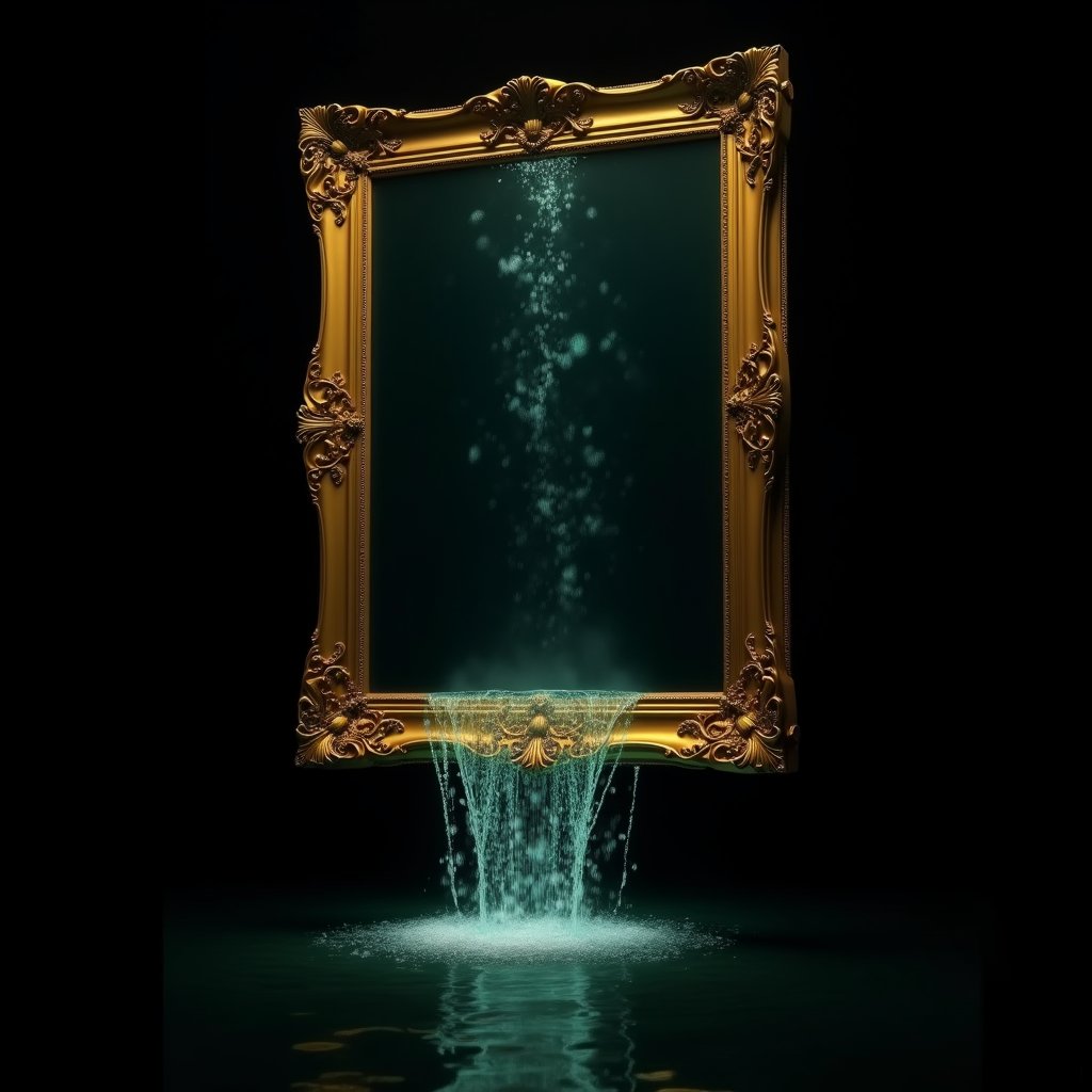 Gilded Cascade in the Void - Water & Liquid AI stock
