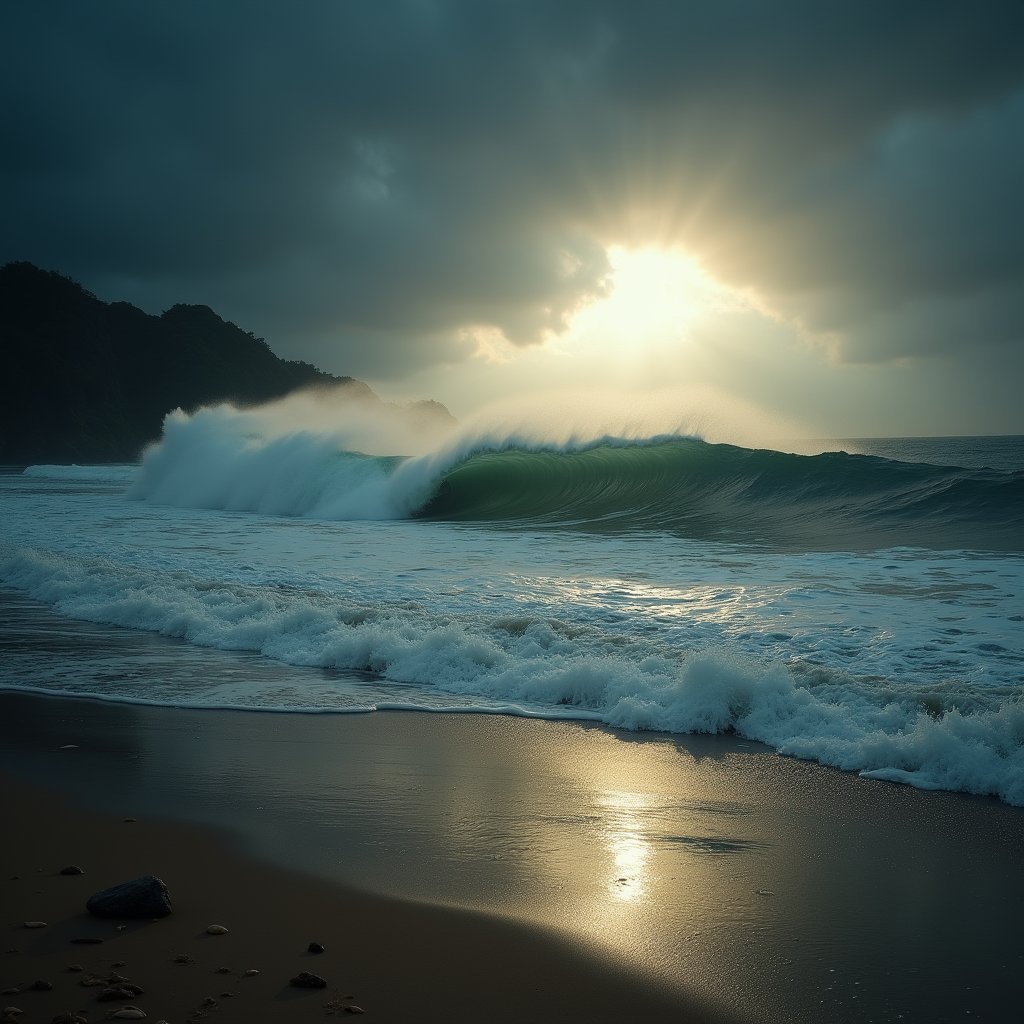 Storm Crest Over Shell Sand - Water & Liquid AI stock